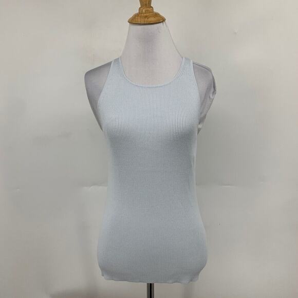 Banana Republic Tank Top Womens S Small Sky Blue Halter Neck Ribbed Skintight - Picture 2 of 11